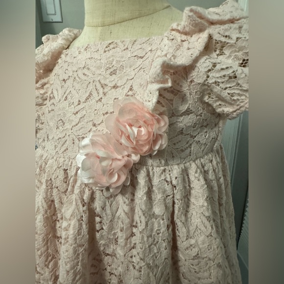Laura Ashley of London | Pale Pink Short Sleeved Lace Toddler Dress | 3T - Picture 2 of 9